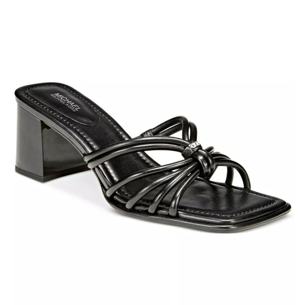 Michael Kors Women's Astra Black Leather Strappy Sandals Size 5.5 (MSRP $145)